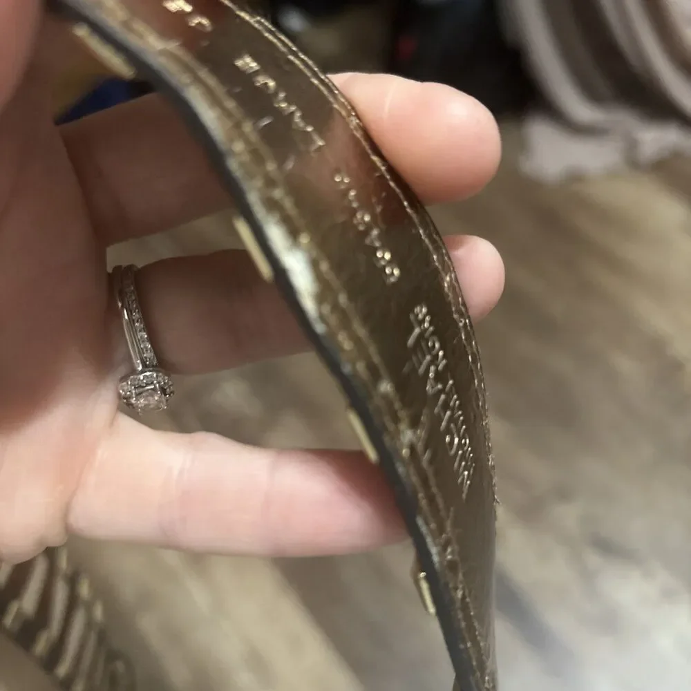 Y2K Michael Kors Brown & White Zebra Print Calf Hair Leather Belt
